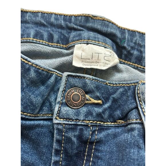 Litz Blue‎ Denim Distressed Frayed Hem Jeans Size 26 Low Rise Womens ripped - Picture 7 of 10